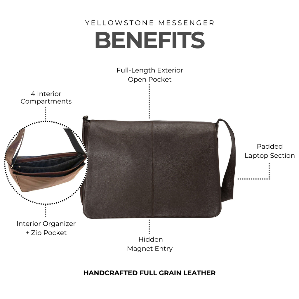 Yellowstone Leather Laptop Messenger Bag